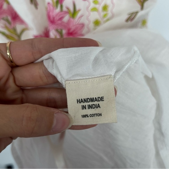 Islapayal Pink Floral Puff Sleeve Off-the-Shoulder Bohemian Midi Dress Small NWT - Picture 8 of 9